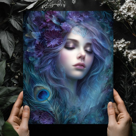 Peacock Goddess Queen Fantasy Wall Art Print
