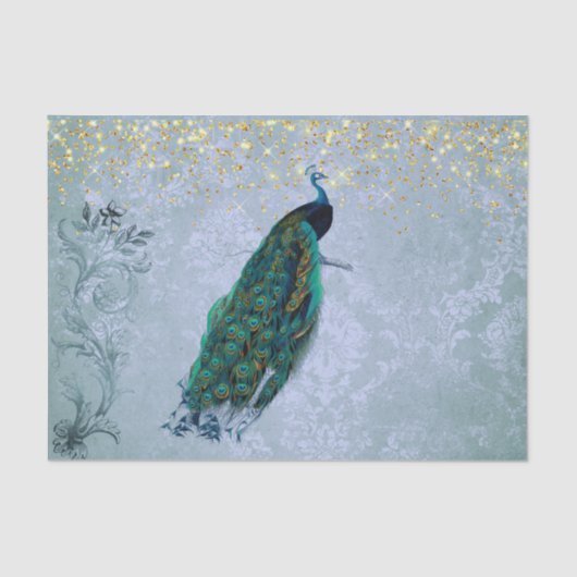 Peacock Gold Confetti Glam Tissuepapier (Voorkant)