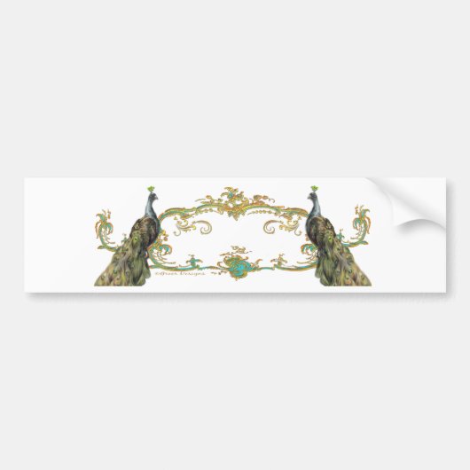 Peacock & Gold Filigree Bumpersticker (Voorkant)