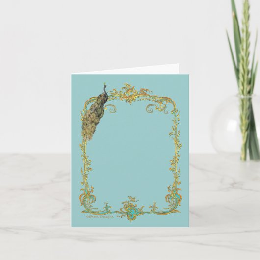 Peacock & Gold Filigree Kaart (Voorkant)