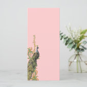 Peacock Gold Filigree Rack Kaart Bladwijzer Invite (Staand voorkant)