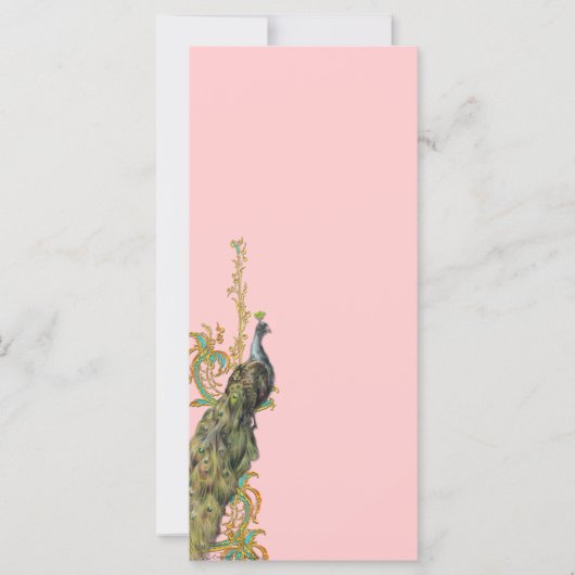 Peacock Gold Filigree Rack Kaart Bladwijzer Invite (Voorkant)