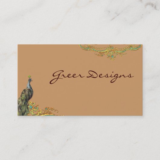 Peacock & Gold Filigree Rococo Visitekaartjes (Voorkant)