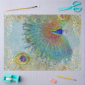 Peacock Gold Foil Scrollwork Feather Decoupage Art Tissuepapier (Craft)