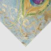 Peacock Gold Foil Scrollwork Feather Decoupage Art Tissuepapier (Detail)