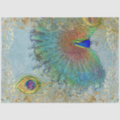 Peacock Gold Foil Scrollwork Feather Decoupage Art Tissuepapier (Voorkant)