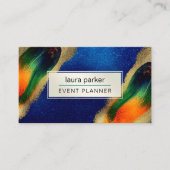 Peacock Gold Glitter Elegant Blue Green Modern Bus Visitekaartje (Voorkant)