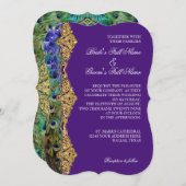 Peacock Gold Glitter Old Hollywood Paars Kaart (Voorkant / Achterkant)