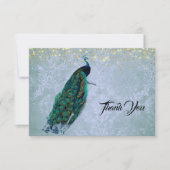 Peacock Gold Sparkles Waterverf Bedankkaart (Voorkant)
