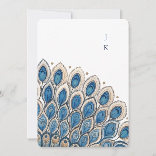 Peacock Gothic Arch | Monogram bruiloft Kaart (Achterkant)