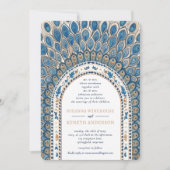 Peacock Gothic Arch | Monogram bruiloft Kaart (Voorkant)