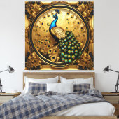 Peacock goud en zwart sierlijst canvas afdruk (Insitu (Slaapkamer))