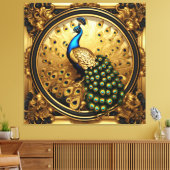 Peacock goud en zwart sierlijst canvas afdruk (Insitu (Woonkamer))