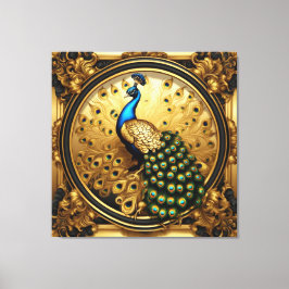 Peacock goud en zwart sierlijst canvas afdruk
