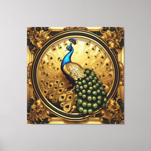 Peacock goud en zwart sierlijst canvas afdruk (Voorkant)
