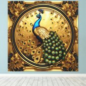 Peacock goud en zwart sierlijst canvas afdruk (Insitu (Houten vloer))