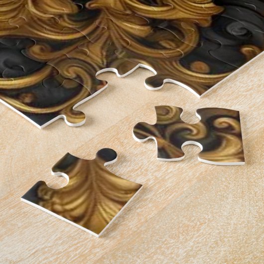 Peacock goud en zwart sierlijst legpuzzel (Zijkant)