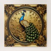 Peacock goud en zwart sierlijst legpuzzel (Verticaal)
