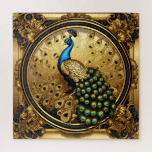 Peacock goud en zwart sierlijst legpuzzel