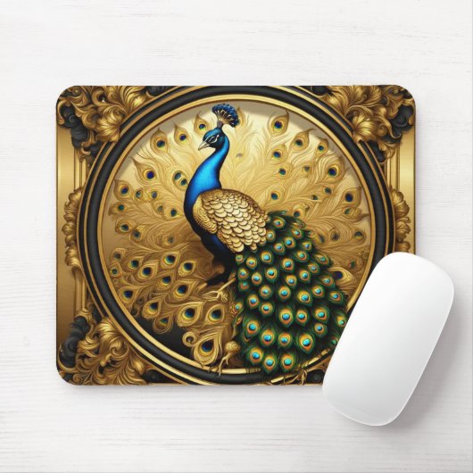 Peacock goud en zwart sierlijst muismat (Met muis)