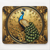 Peacock goud en zwart sierlijst muismat (Voorkant)