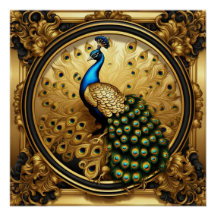 Peacock goud en zwart sierlijst