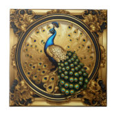 Peacock goud en zwart sierlijst tegeltje (Voorkant)