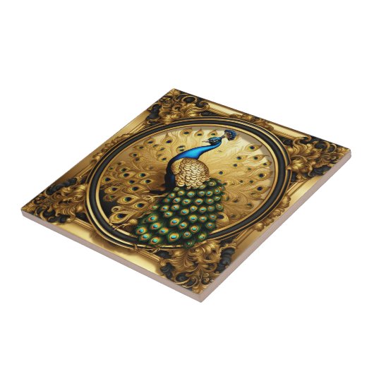 Peacock goud en zwart sierlijst tegeltje (Zijkant)