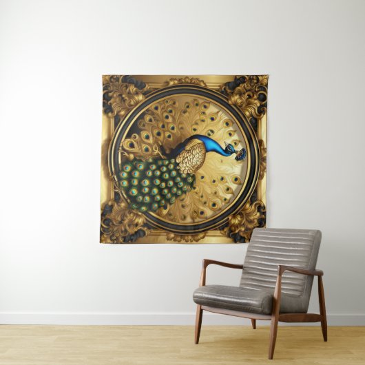 Peacock goud en zwart sierlijst wandkleed (In Situ (horizontaal))