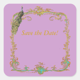 Peacock & Gouden Filigraan Sticker Label