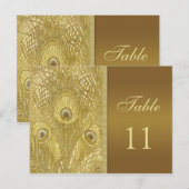 Peacock gouden veren Tafelnummer (Voorkant / Achterkant)