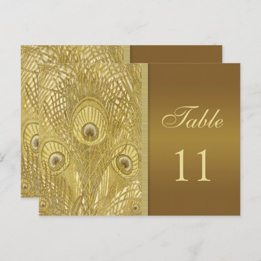Peacock gouden veren Tafelnummer (Voorkant / Achterkant)