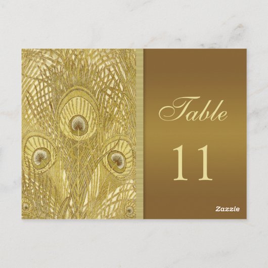 Peacock gouden veren Tafelnummer (Achterkant)