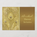 Peacock gouden veren Vrijgezellenfeest Kaart<br><div class="desc">Peacock gouden veren Bridal Shower Invitation.</div>