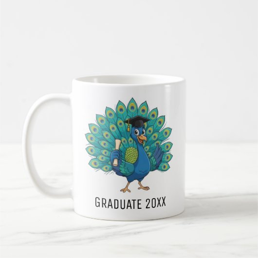 Peacock Graduation Personalized Koffiemok (Links)