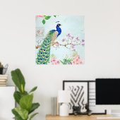 Peacock Graphic | Blue And Yellow Peacocks Poster (Thuiskantoor)