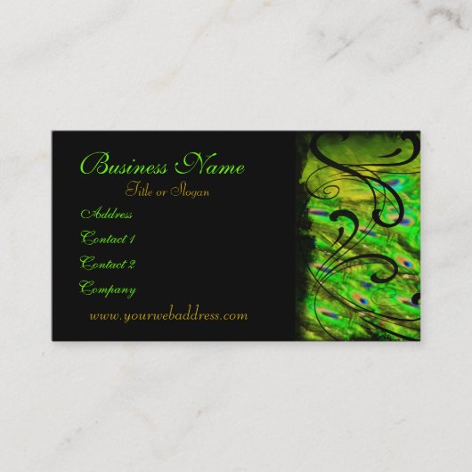 Peacock Green Artistic Visitekaartje (Voorkant)