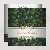 Peacock Green Blue Gold Elegant Kaart (Voorkant / Achterkant)