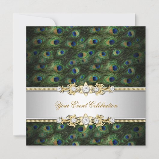 Peacock Green Blue Gold Elegant Kaart (Voorkant)