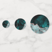Peacock Green en Roos Gold Agate Marble Wedding Confetti (Voorkanten)