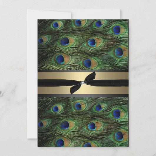 Peacock Green & Gold Wedding Invitation Kaart (Voorkant)