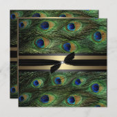 Peacock Green & Gold Wedding Invitation Kaart (Voorkant / Achterkant)