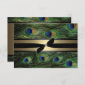 Peacock Green & Gold Wedding RSVP (Voorkant / Achterkant)