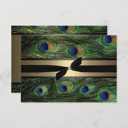 Peacock Green & Gold Wedding RSVP (Voorkant / Achterkant)