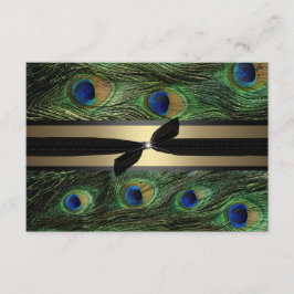 Peacock Green & Gold Wedding RSVP Kaartje