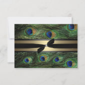 Peacock Green & Gold Wedding RSVP Kaartje (Voorkant)