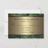 Peacock Green & Gold Wedding RSVP Kaartje (Achterkant)
