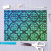 Peacock Green Gradient Damask Patroon Tissuepapier (Craft)