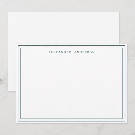 Peacock Green Moderne Professionele Dubbele Grens Notitiekaartje (Voorkant / Achterkant)