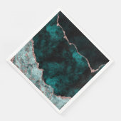 Peacock Green & Roos Gold Agaat Waterverf bruiloft Servet (Hoek)